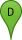 The letter D in a green waypoint marker The letter D in a green waypoint marker