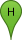 The letter H in a green waypoint marker The letter H in a green waypoint marker