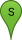 The letter S in a green waypoint marker The letter S in a green waypoint marker