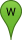 The letter W in a green waypoint marker The letter W in a green waypoint marker