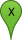 The letter X in a green waypoint marker The letter X in a green waypoint marker