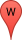 The letter W in a red waypoint marker The letter W in a red waypoint marker